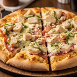 Chicken cordo blue pizza